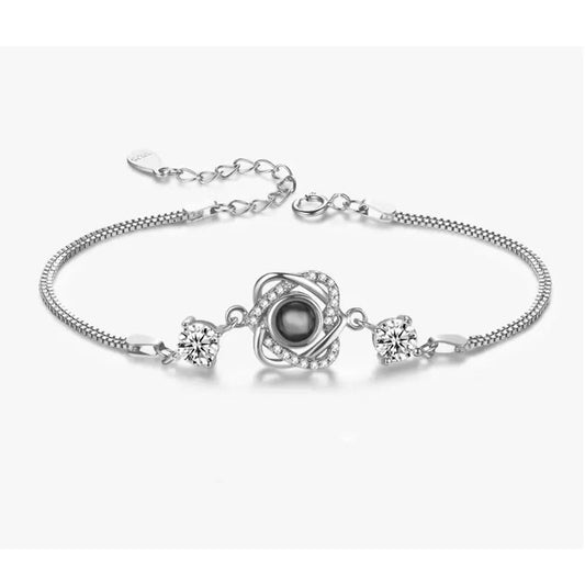 Silver Double Heart Projection Bracelet for Ladies - Shellcreations
