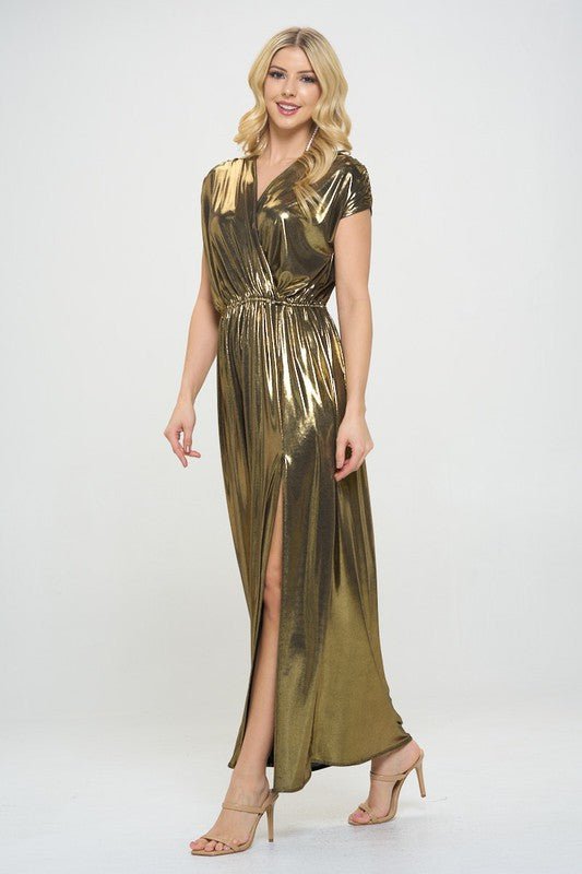 Sleeveless Metallic Maxi Dress - Shellcreations