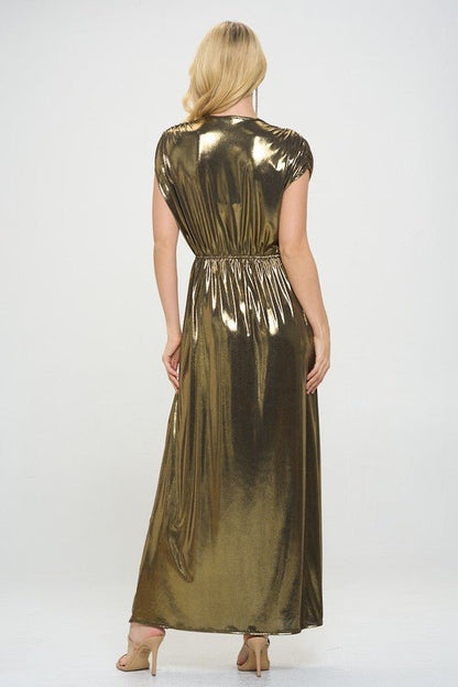 Sleeveless Metallic Maxi Dress - Shellcreations