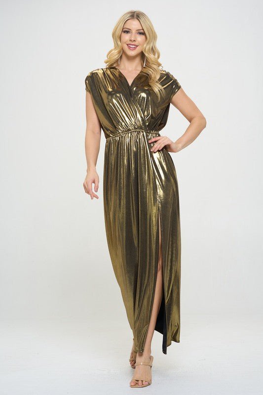 Sleeveless Metallic Maxi Dress - Shellcreations