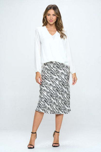 Solid Long Sleeve Surplice Top - Shellcreations