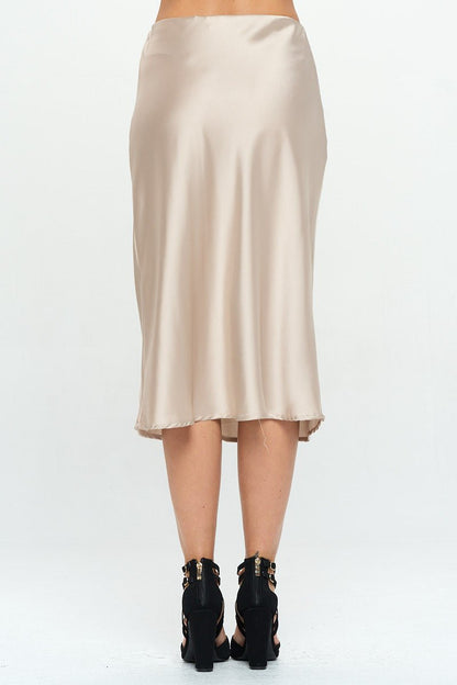 Solid Satin Midi Skirt - Shellcreations