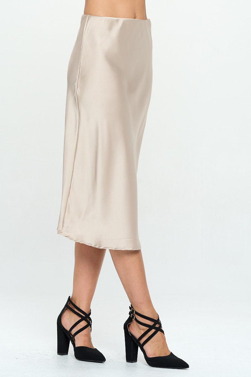 Solid Satin Midi Skirt - Shellcreations