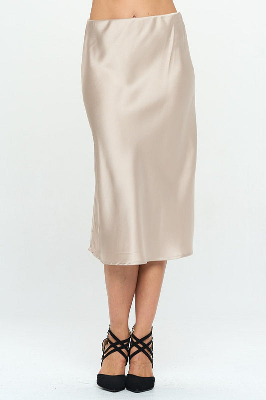 Solid Satin Midi Skirt - Shellcreations