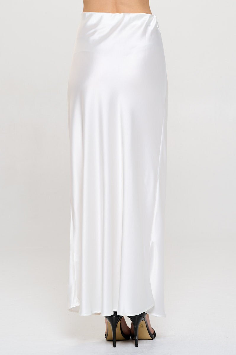 Solid Silky Satin Maxi Skirt - Shellcreations