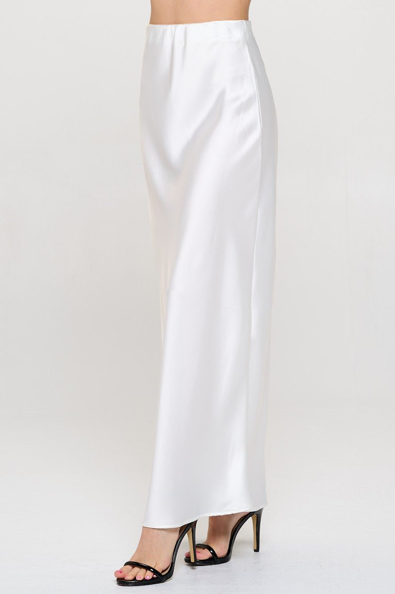 Solid Silky Satin Maxi Skirt - Shellcreations