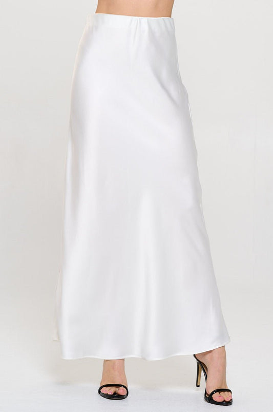 Solid Silky Satin Maxi Skirt - Shellcreations