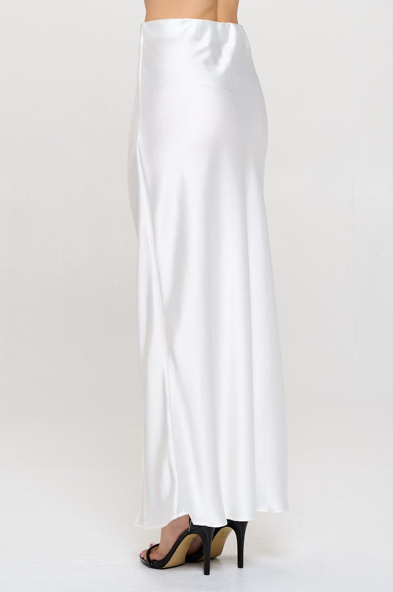 Solid Silky Satin Maxi Skirt - Shellcreations