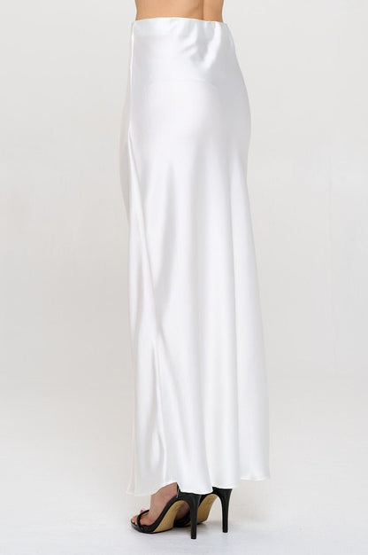 Solid Silky Satin Maxi Skirt - Shellcreations
