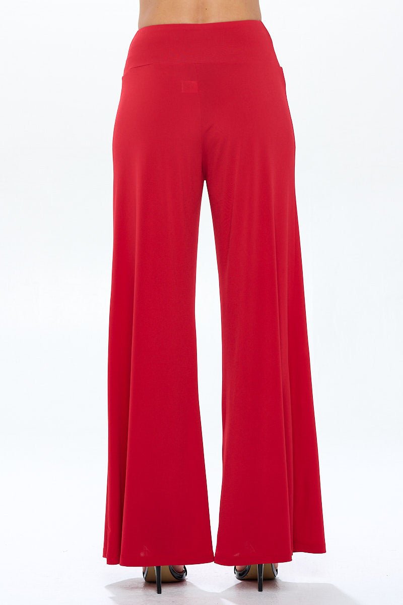 Solid Wide Leg Pants with Thick Waistband - Shellcreations