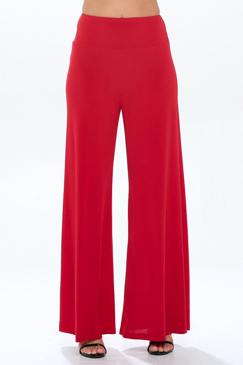 Solid Wide Leg Pants with Thick Waistband - Shellcreations