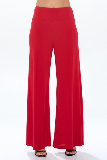 Solid Wide Leg Pants with Thick Waistband - Shellcreations