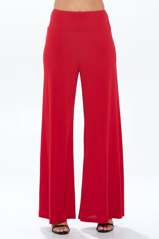 Solid Wide Leg Pants with Thick Waistband - Shellcreations
