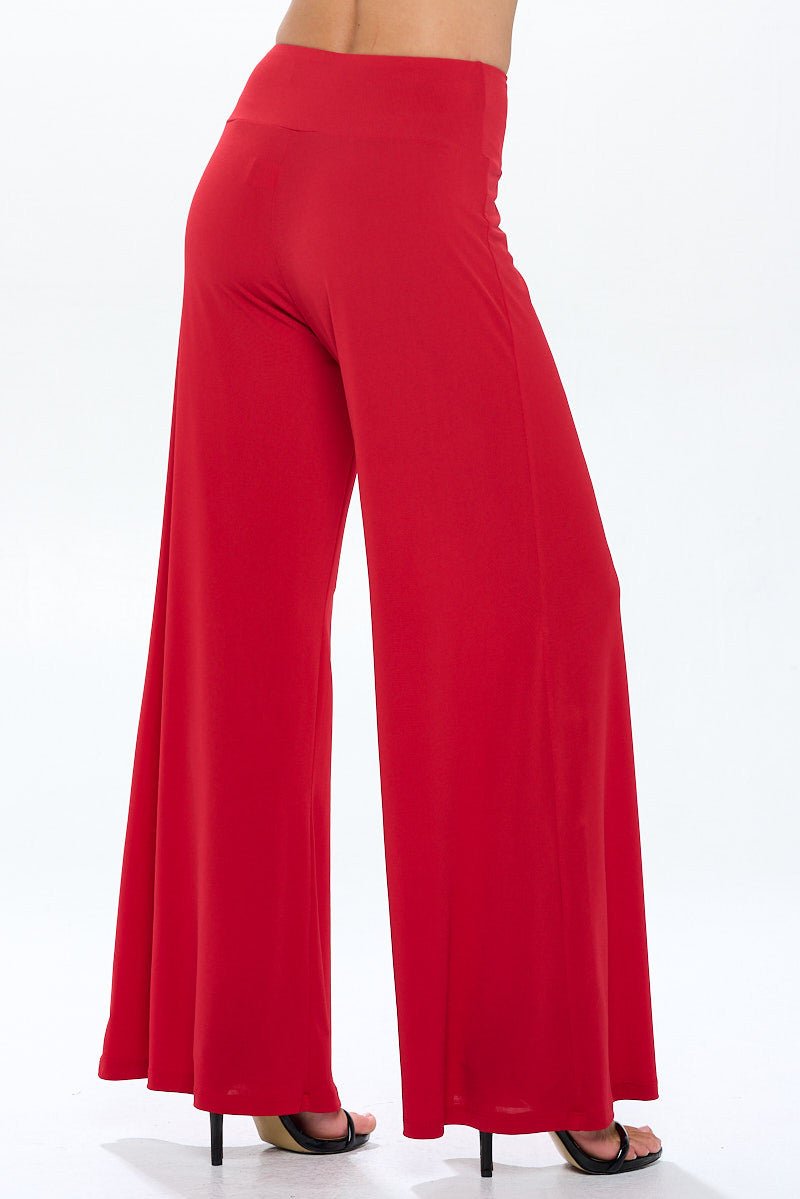 Solid Wide Leg Pants with Thick Waistband - Shellcreations