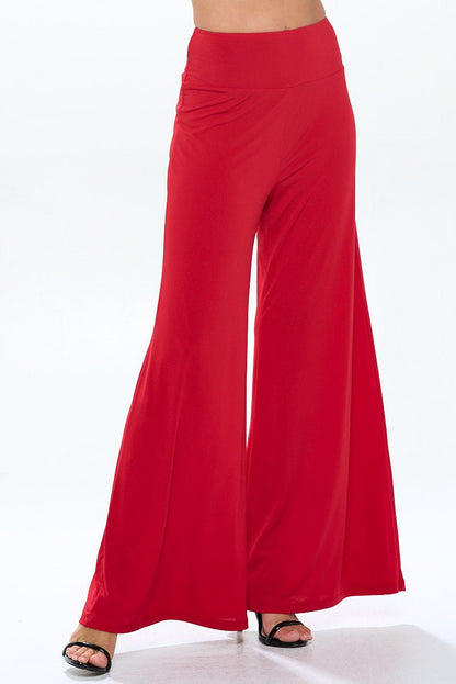 Solid Wide Leg Pants with Thick Waistband - Shellcreations