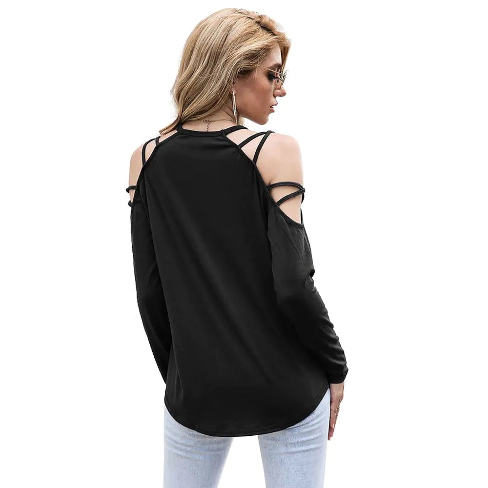 Stylish Off - Shoulder Long Sleeve Top - Shellcreations