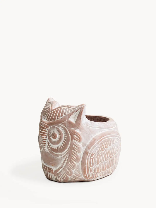 Terracotta Pot - Horned Owl - Shellcreations