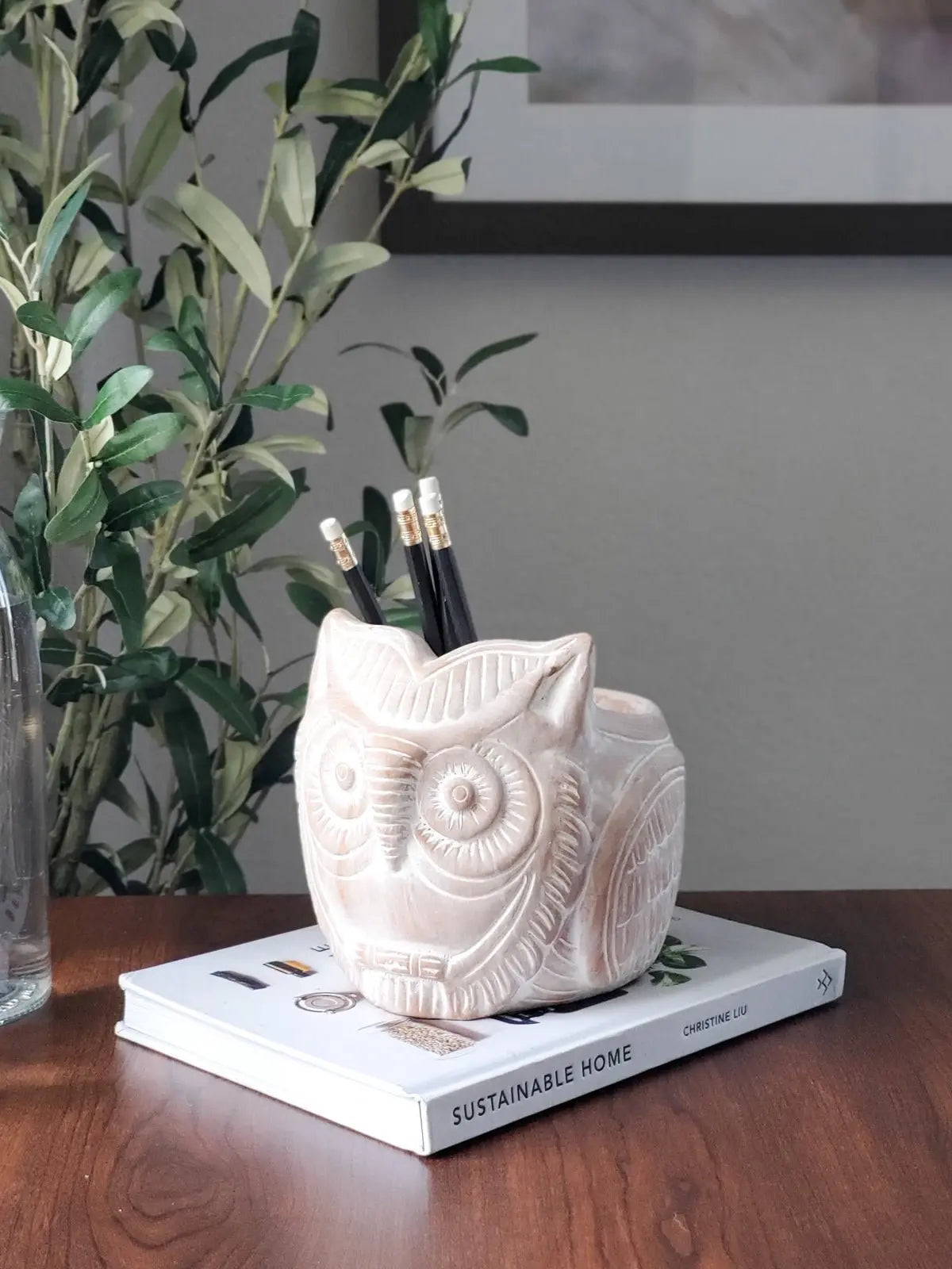 Terracotta Pot - Horned Owl - Shellcreations