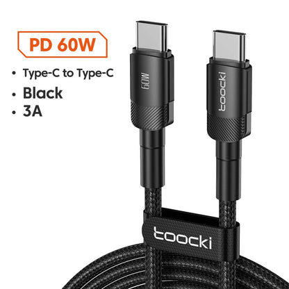 Toocki 100W Type C to USB C Cable PD 3.0 Quick Charge 4.0 Fast Charging Type C to Type C for iPhone 15 Macbook Samsung Xiaomi - Shellcreations