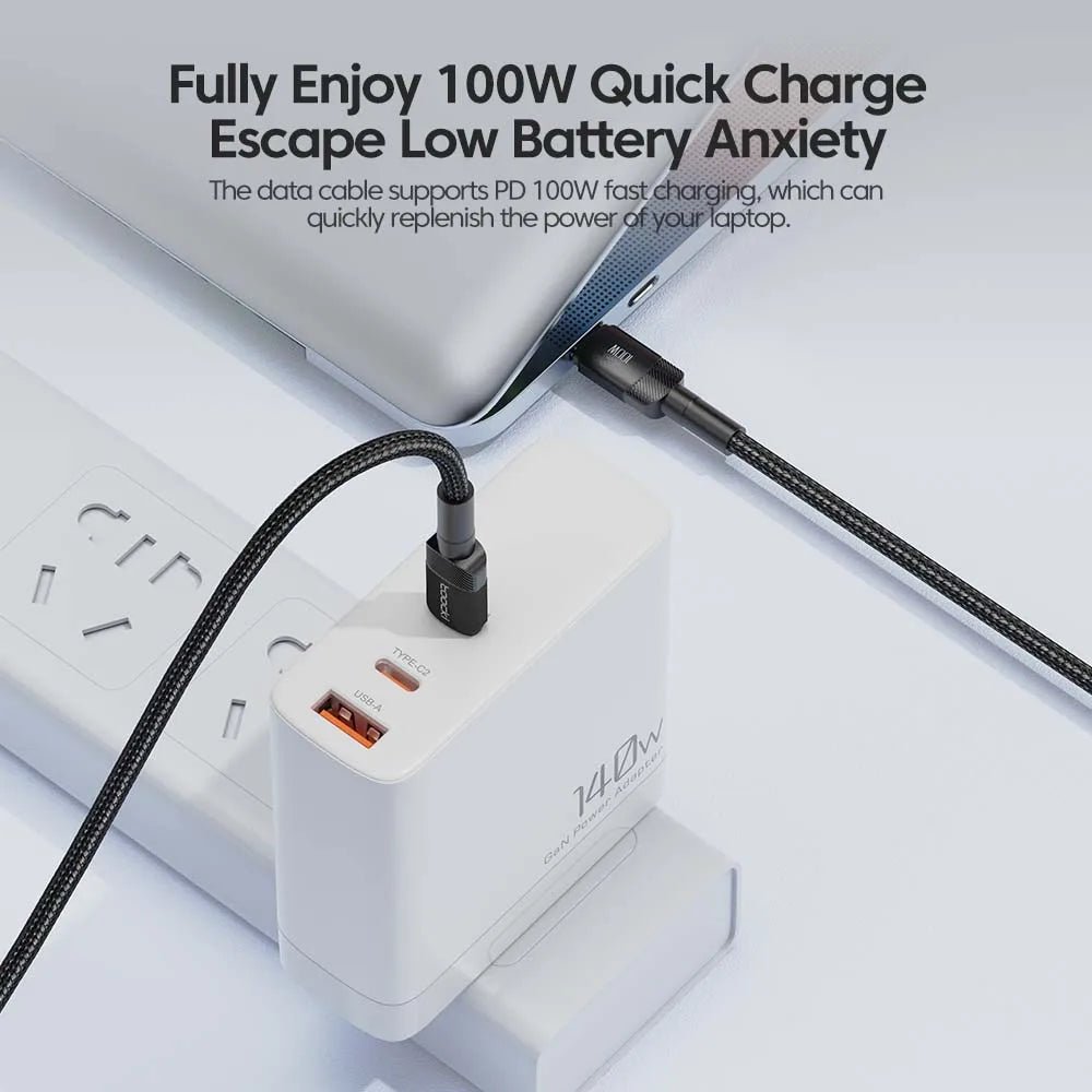 Toocki 100W Type C to USB C Cable PD 3.0 Quick Charge 4.0 Fast Charging Type C to Type C for iPhone 15 Macbook Samsung Xiaomi - Shellcreations