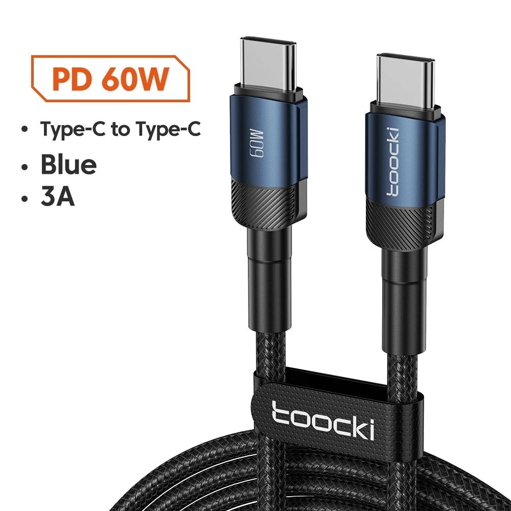 Toocki 100W Type C to USB C Cable PD 3.0 Quick Charge 4.0 Fast Charging Type C to Type C for iPhone 15 Macbook Samsung Xiaomi - Shellcreations