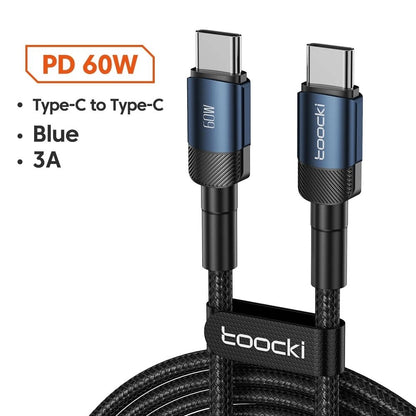 Toocki 100W Type C to USB C Cable PD 3.0 Quick Charge 4.0 Fast Charging Type C to Type C for iPhone 15 Macbook Samsung Xiaomi - Shellcreations