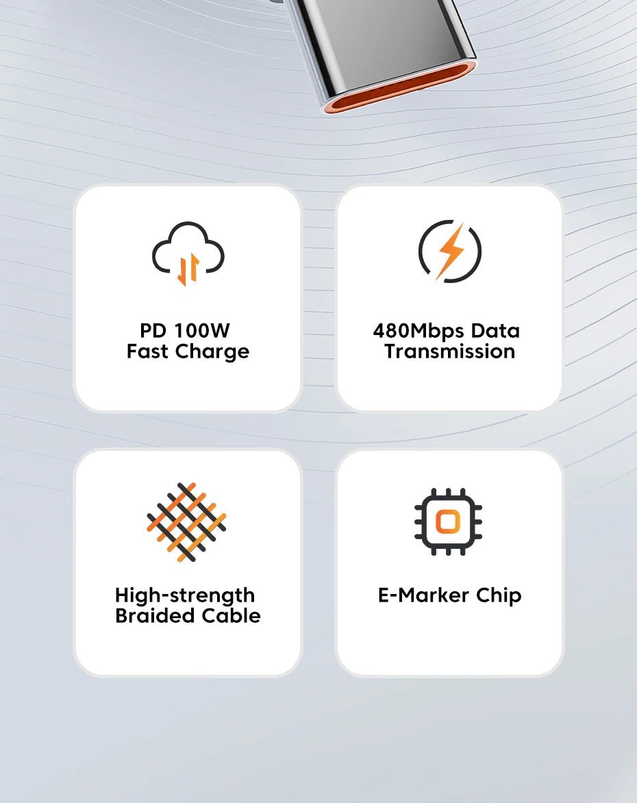Toocki 100W Type C to USB C Cable PD 3.0 Quick Charge 4.0 Fast Charging Type C to Type C for iPhone 15 Macbook Samsung Xiaomi - Shellcreations