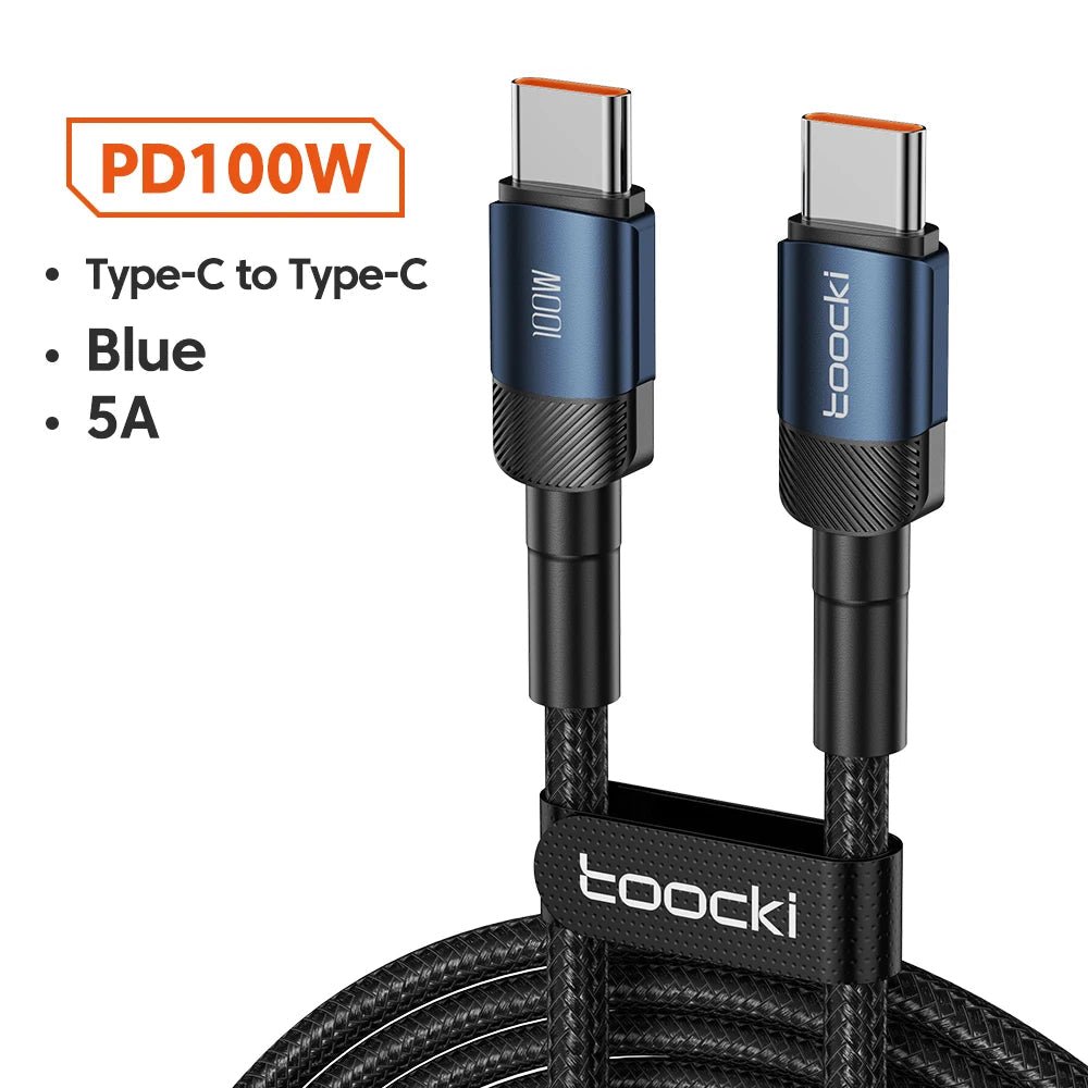 Toocki 100W Type C to USB C Cable PD 3.0 Quick Charge 4.0 Fast Charging Type C to Type C for iPhone 15 Macbook Samsung Xiaomi - Shellcreations