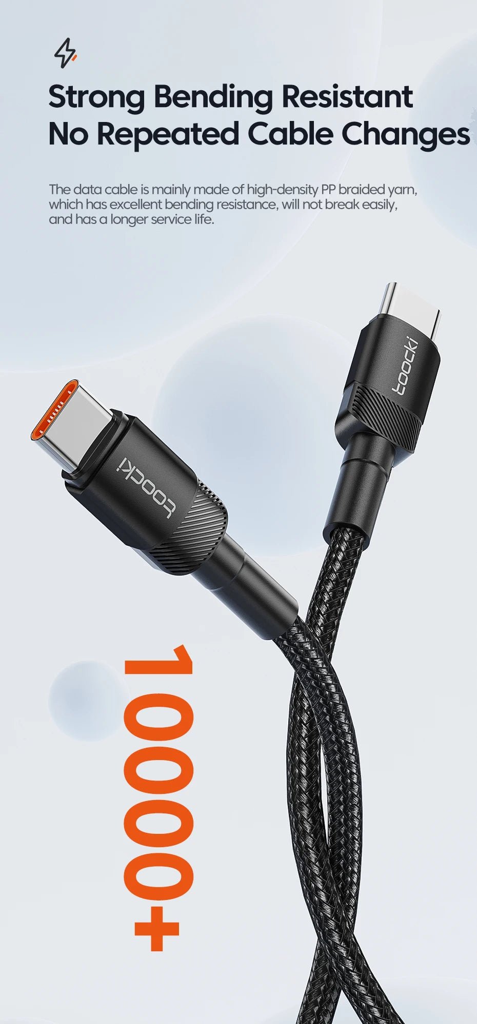 Toocki 100W Type C to USB C Cable PD 3.0 Quick Charge 4.0 Fast Charging Type C to Type C for iPhone 15 Macbook Samsung Xiaomi - Shellcreations