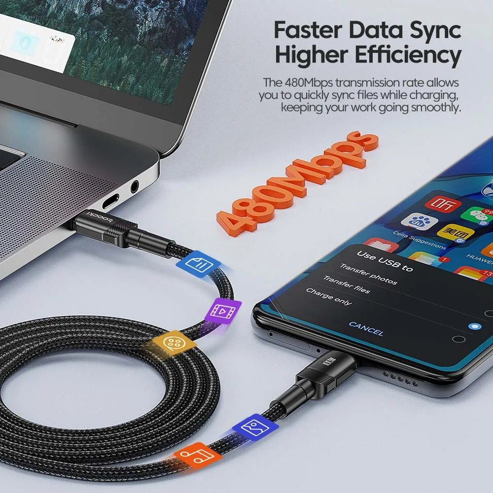 Toocki 100W Type C to USB C Cable PD 3.0 Quick Charge 4.0 Fast Charging Type C to Type C for iPhone 15 Macbook Samsung Xiaomi - Shellcreations