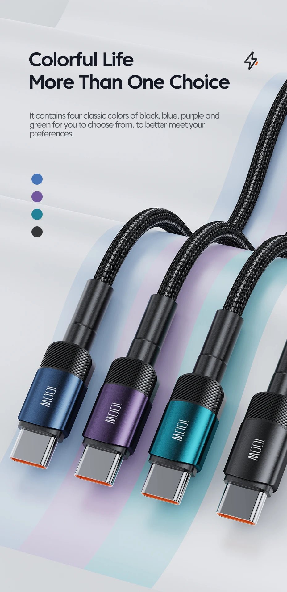 Toocki 100W Type C to USB C Cable PD 3.0 Quick Charge 4.0 Fast Charging Type C to Type C for iPhone 15 Macbook Samsung Xiaomi - Shellcreations