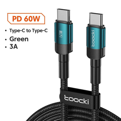 Toocki 100W Type C to USB C Cable PD 3.0 Quick Charge 4.0 Fast Charging Type C to Type C for iPhone 15 Macbook Samsung Xiaomi - Shellcreations
