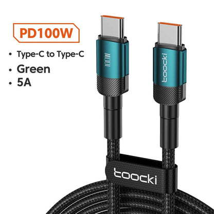 Toocki 100W Type C to USB C Cable PD 3.0 Quick Charge 4.0 Fast Charging Type C to Type C for iPhone 15 Macbook Samsung Xiaomi - Shellcreations