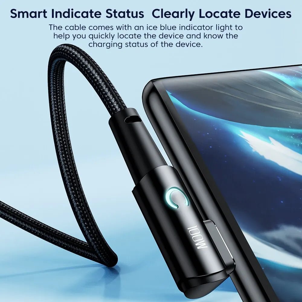 Toocki 6A USB C Cable 90 Degree For OPPO 100W Fast Charging Cord For Honor Huawei Oneplus Realme Charger Data Wire - Shellcreations