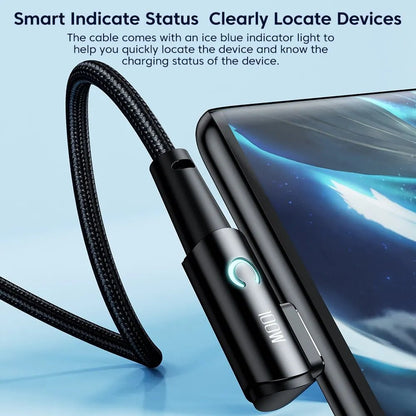 Toocki 6A USB C Cable 90 Degree For OPPO 100W Fast Charging Cord For Honor Huawei Oneplus Realme Charger Data Wire - Shellcreations