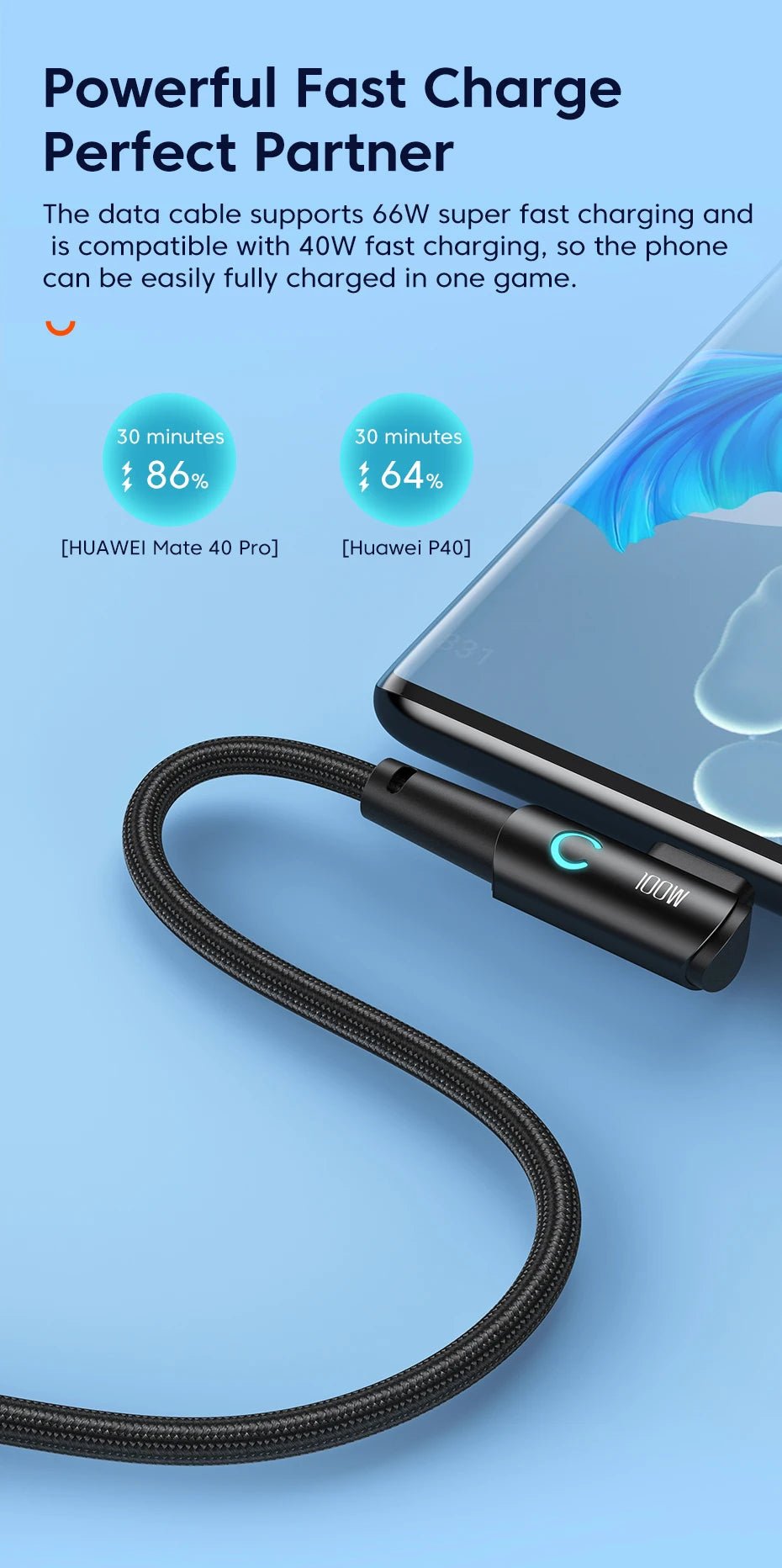 Toocki 6A USB C Cable 90 Degree For OPPO 100W Fast Charging Cord For Honor Huawei Oneplus Realme Charger Data Wire - Shellcreations