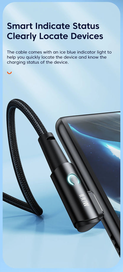 Toocki 6A USB C Cable 90 Degree For OPPO 100W Fast Charging Cord For Honor Huawei Oneplus Realme Charger Data Wire - Shellcreations