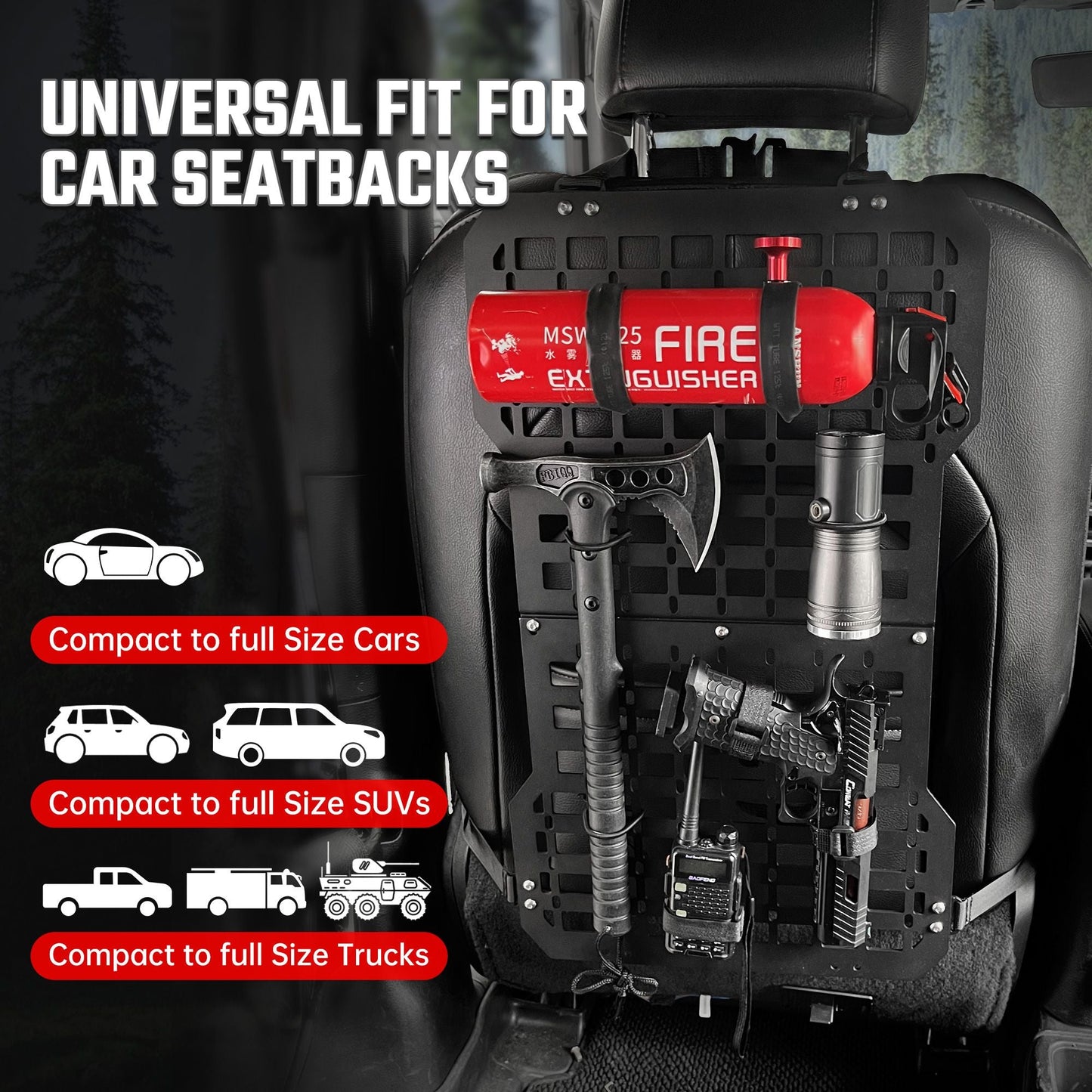 Universal Seat Back Molle Panel Organizer With Gun Holder Truck Mount Rack Tactical Seat Back Organizer - Shellcreations