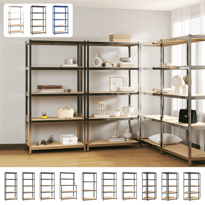 vidaXL Shelf Storage Office Bookshelf Shelving Unit Steel and Engineered Wood-5
