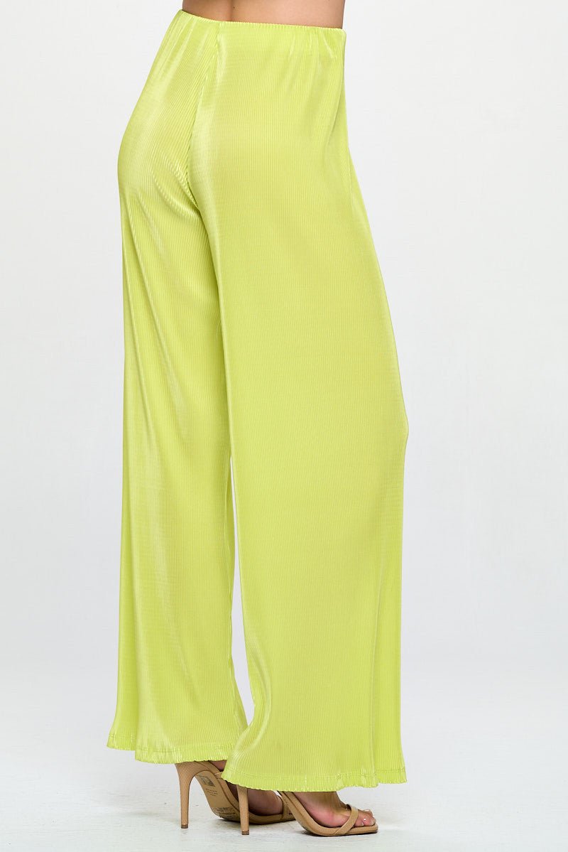 Vibrant Plisse Lined Straight Pants - Shellcreations