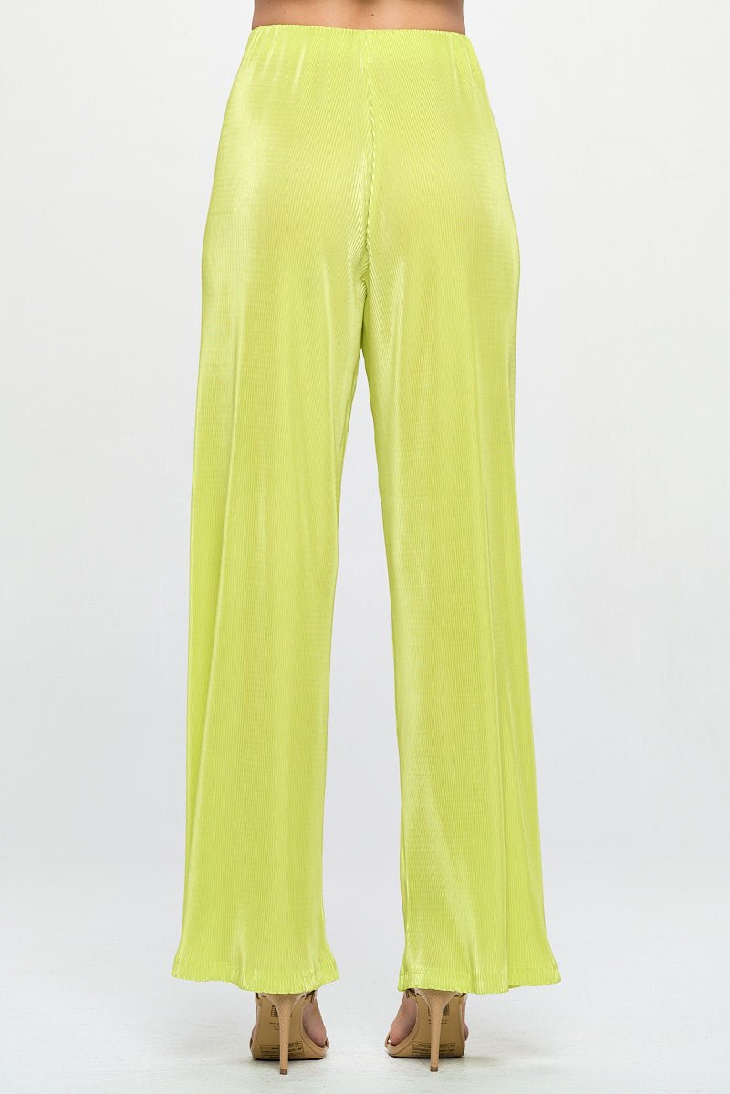 Vibrant Plisse Lined Straight Pants - Shellcreations