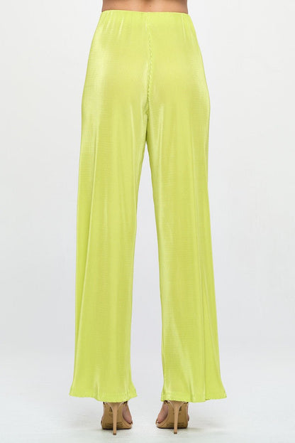 Vibrant Plisse Lined Straight Pants - Shellcreations