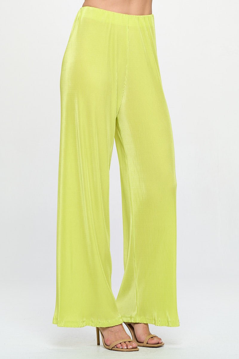 Vibrant Plisse Lined Straight Pants - Shellcreations