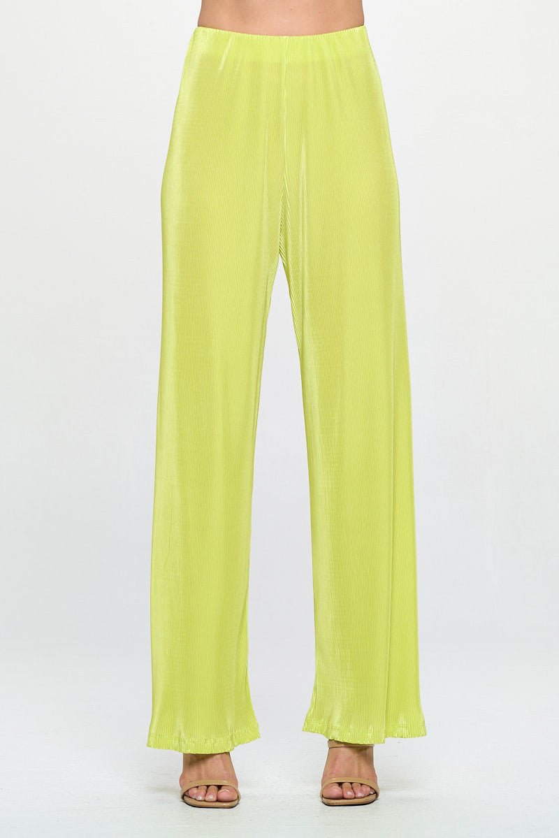 Vibrant Plisse Lined Straight Pants - Shellcreations