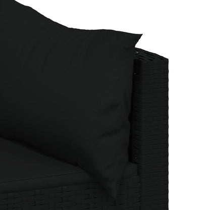 vidaXL 3 Piece Patio Lounge Set with Cushions Black Poly Rattan - Shellcreations