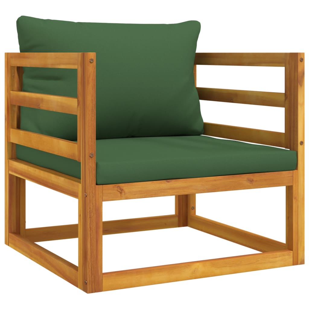 vidaXL 5 Piece Patio Lounge Set with Green Cushions Solid Wood - Shellcreations