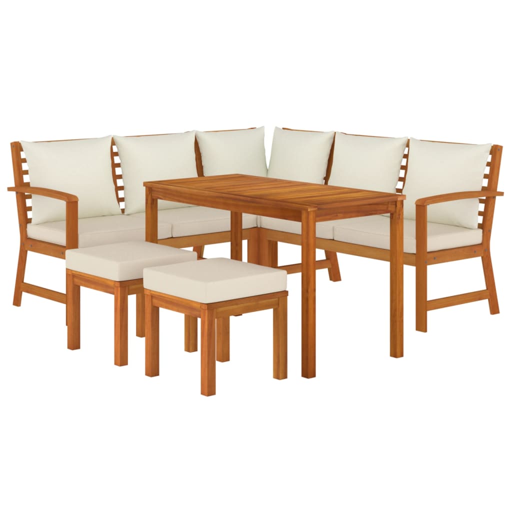 vidaXL 6 Piece Patio Dining Set with Cushions Solid Wood Acacia - Shellcreations