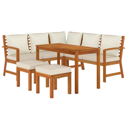 vidaXL 6 Piece Patio Dining Set with Cushions Solid Wood Acacia - Shellcreations