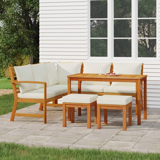 vidaXL 6 Piece Patio Dining Set with Cushions Solid Wood Acacia - Shellcreations