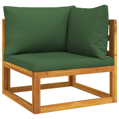 vidaXL 7 Piece Patio Lounge Set with Green Cushions Solid Wood - Shellcreations